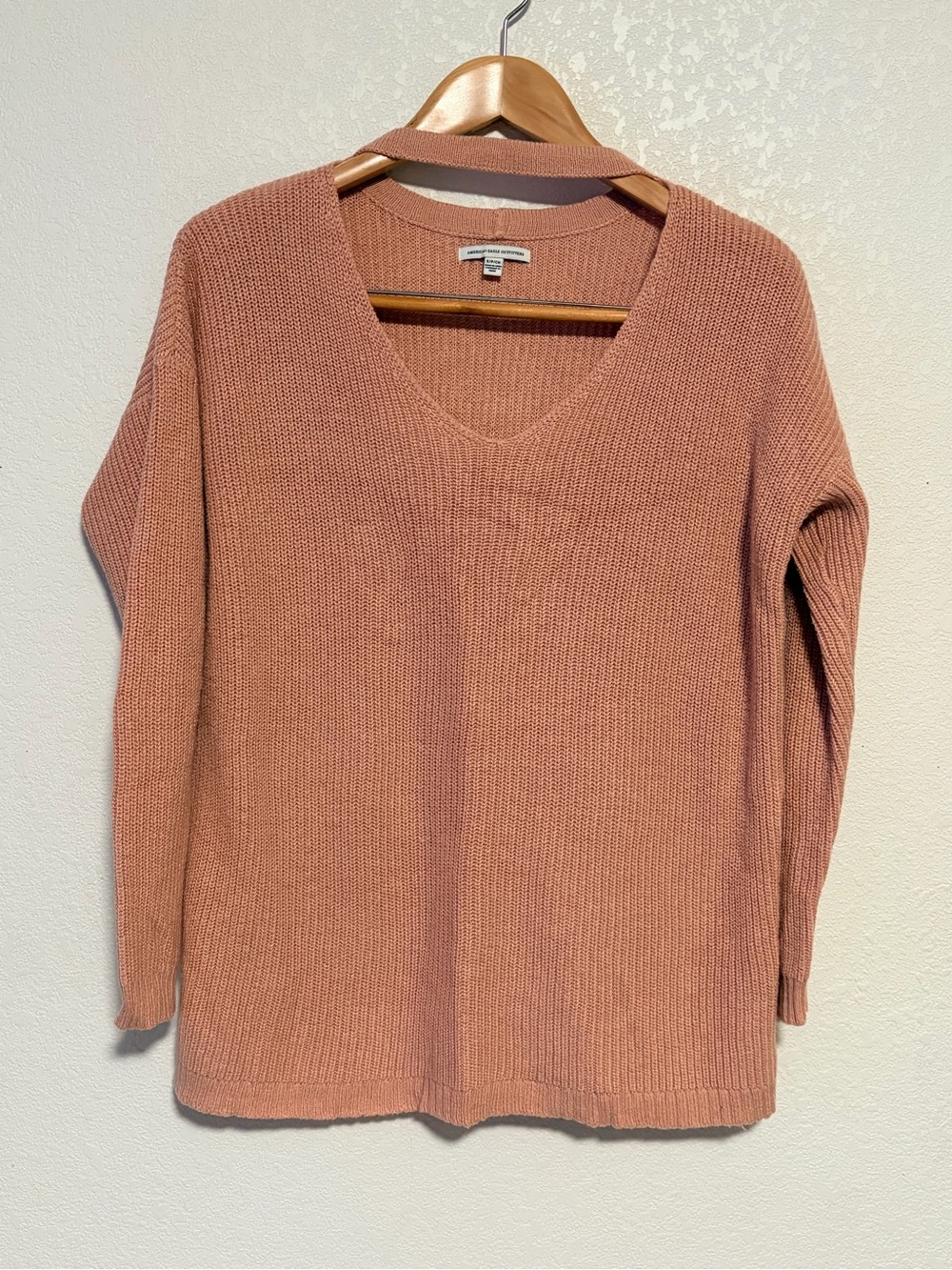 American Eagle Outfitters Pink V-Neck Knit Sweater